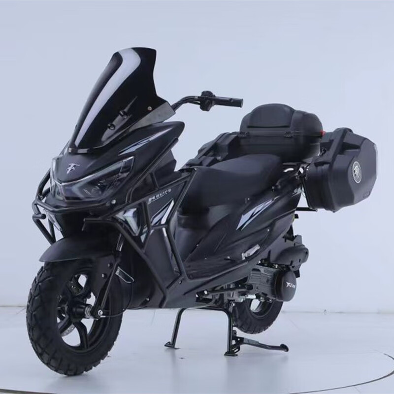 Kunhao Jilang Sabretooth Tiger new scooter 150cc fuel vehicle men's and women's scooter matte black rimless case (Handa machine) + guardrail