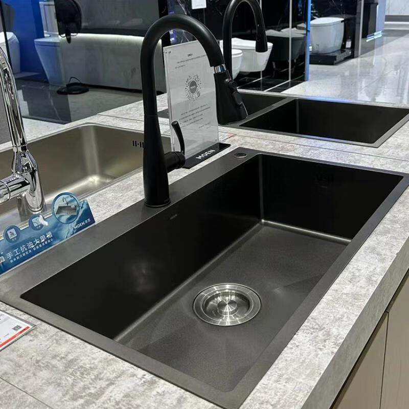 Moen nano oil-resistant black sink 75513EB/75613DB/75813EB 750MM gun gray sink + GNMCL87014GG gun