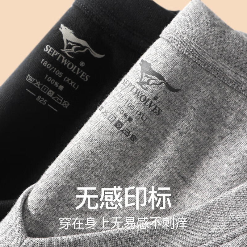 Septwolves Antibacterial Autumn Clothing Men's Autumn and Winter Pure Cotton Bottoming Tops Men's Thermal Underwear Cotton V-neck Cotton Sweater