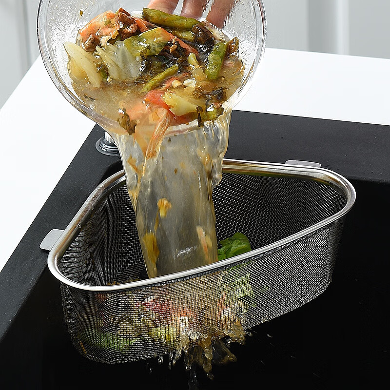 Meikejie stainless steel sink drain basket kitchen sink dishwashing basin leftovers filter mesh dishwashing sink drain rack hanging dual-use large