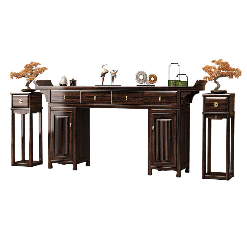 Harmony Home New Chinese-style solid wood offering table altar with raised head case purple gold sandalwood in the central hall six-piece set home living room table entryway strip case/offering table/sacred table (horseshoe leg design) assembly
