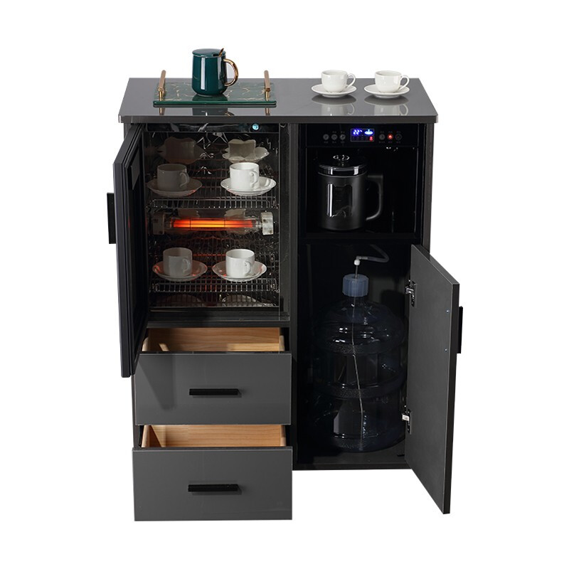 Meringda Home Commercial High-end Light Luxury Style Remote Control Intelligent Solid Wood Tea Bar Machine Fully Automatic Water Dispenser Living Room Tea Cabinet Sideboard Bottle Sterilizer Cabinet Ice and Hot Dual-Purpose Refrigerator Solid Wood 711 Bright High-Grade Gray (Disinfection Cabinet) Hot and Cold Type Warm