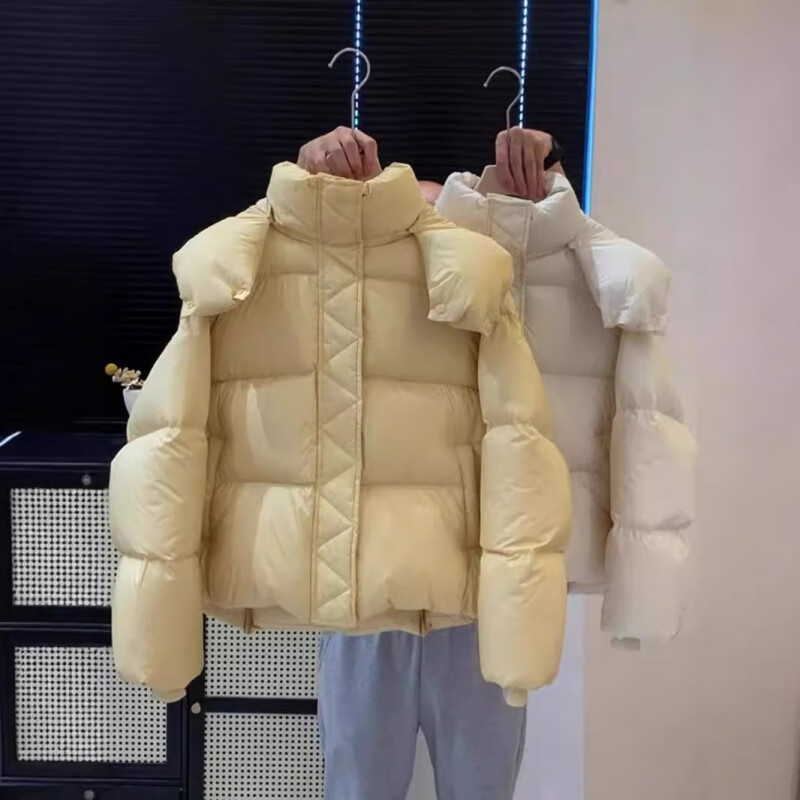 Weirou Boston Down Jacket Women's 2025 90 White Duck Down Puff Turtle Back Short Cloud Thick Loose Hooded Jacket White New National Standard Duck Down S (85-125 catties)