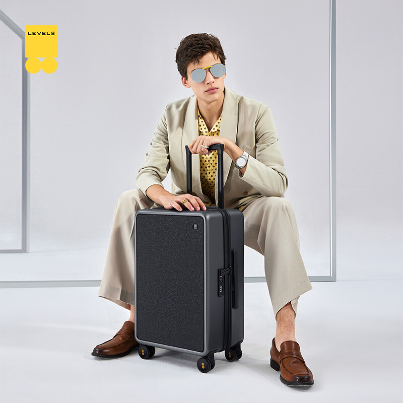 Horizon 8 (LEVEL8) suitcase men's and women's boarding suitcase 20-inch PC cloth splicing trolley case City Pulse Series Storm Gray