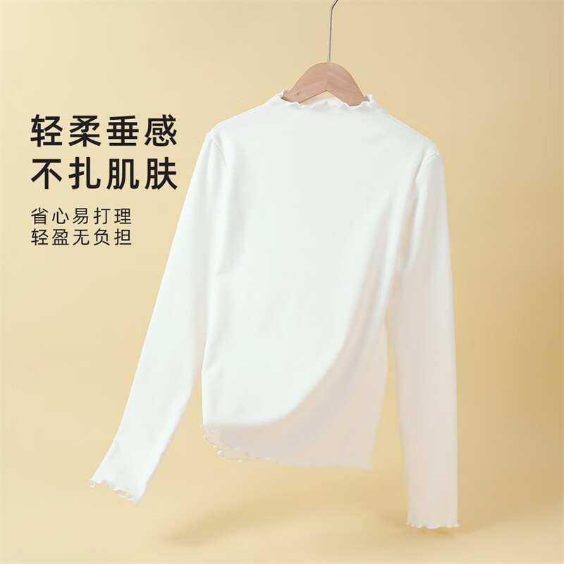 ALDOLA Half Turtle Collar Bottoming Shirt Women's Velvet Thickened Long Sleeve Slim Fit Autumn and Winter Warm Inner Basic Top White 2XL