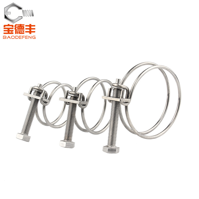 Baodefeng 304 stainless steel double steel wire hose hoop steel wire hoop clamp pipe clamp/pipe clamp water pipe gas pipe clamp hoop 304 material 25X2mm 2 pieces