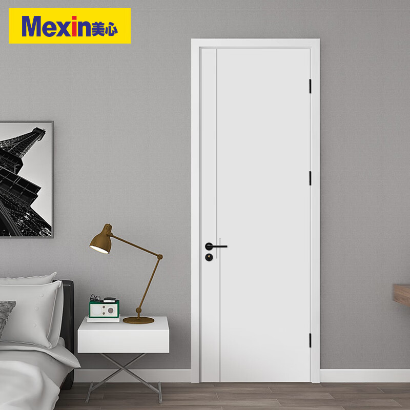 Maxim's wooden door bedroom door full set interior door environmentally friendly paint-free room door solid wood composite set door invisible door solid wood filling household door sliding door minimalist door custom door @001 N555-door leaf + double bag door cover + solid wood filling + magnetic lock hardware
