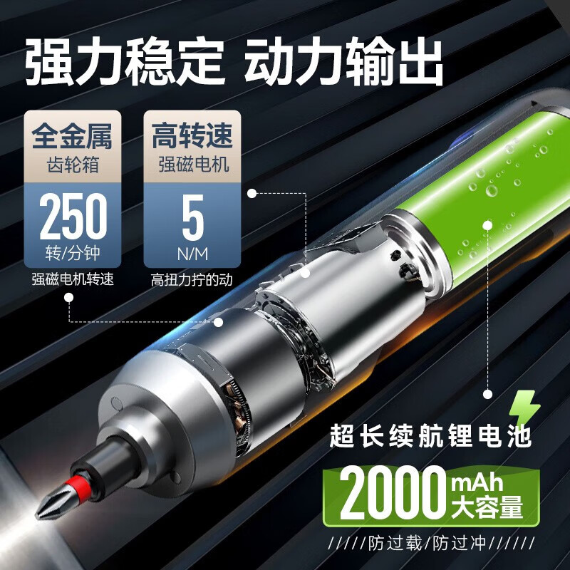 Deli electric screwdriver rechargeable household electric screwdriver high torque mini screwdriver multi-functional tool set paper box original 5 batch heads