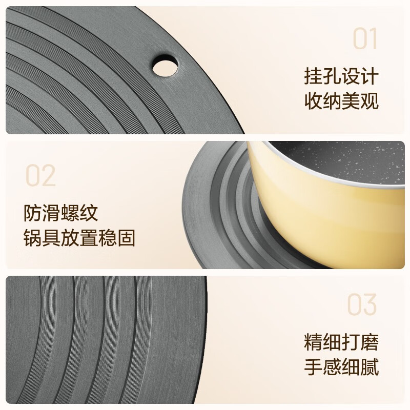 SUPOR pot heat conduction plate multifunctional gas stove heating insulation plate anti-burn black thermal pad heating and defrosting fire insulation pot pad Specification 24cm Thickness 4mm