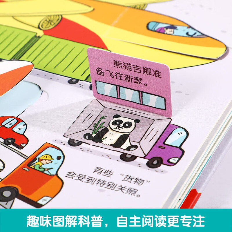 18 yuan off for orders over 87. Secret Airport (2-4 years old, secret version of popular science flip book for young children) double-layer flip + pull folding design, fun children's book, toddler enlightenment three-dimensional book, children's book festival, children's day
