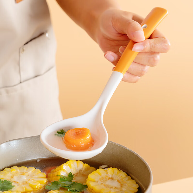 Onlycook ceramic soup spoon rice spoon large table spoon ceramic tableware spoon spoon with hole for hanging ginkgo green large size