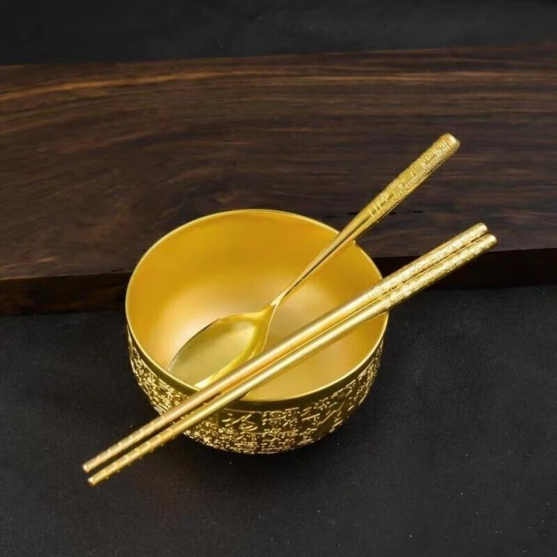 Xijin Jewelry Pure Gold 999 Gold Ornament Baifu Gold Bowl Chopsticks Spoon Investment Collection Stored Value Customized Model 20 Days Shipping Gold Bowl Customized 66g
