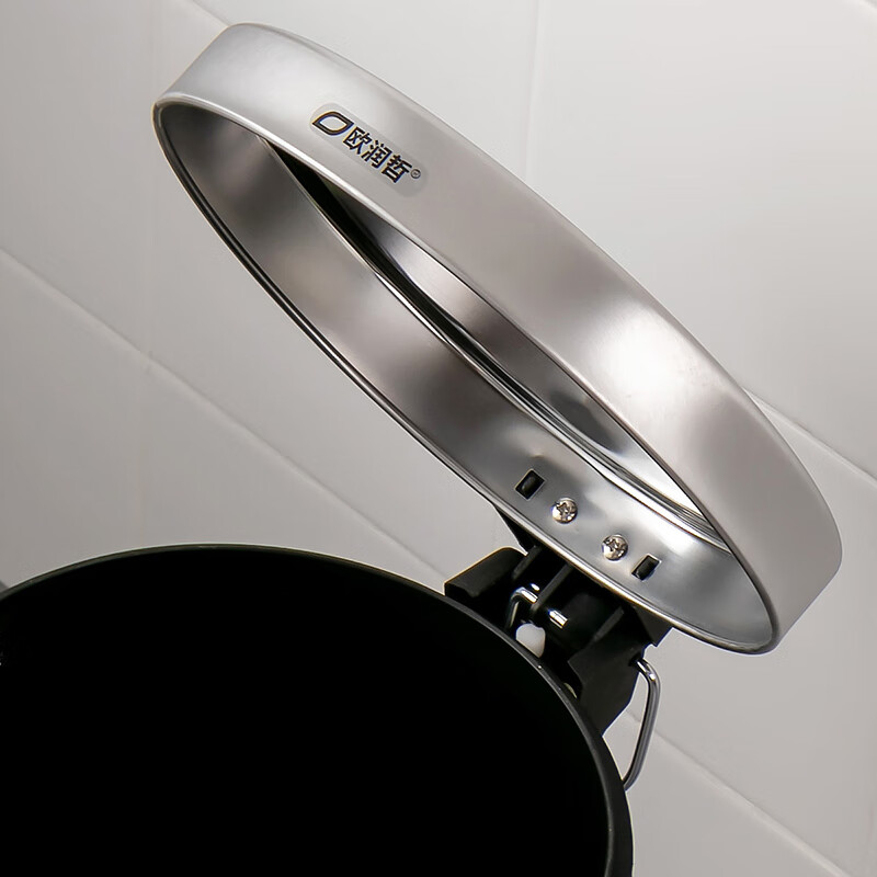 Ou Runzhe Trash Can 7L Brushed Stainless Steel Sanding Slow Down Cover Flip Foot Pedal Quiet Office Living Room Bedroom Round Commercial Garbage Basket Pedal Round Trash Can