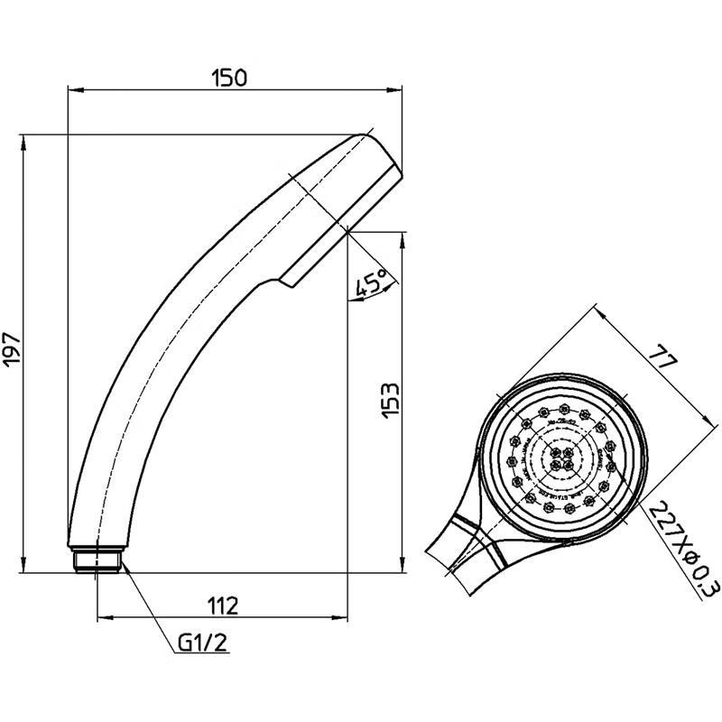 SANEI Japanese original Sanei Sanei fine water shower handheld pressurized water-saving shower head 50% water saving rate simple design PS310-80XA-HA20 simple style gray