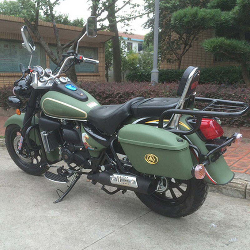 Storm Prince Motorcycle Prince Heavy Duty Motorcycle Can Be Licensed 200 Long Distance Rider Motorcycle Boulevard Glider Retro Street Car Rebel Military Green Brand New 200 Air Cooled + Disc Brake + Saddlebags + 15 Upgrades