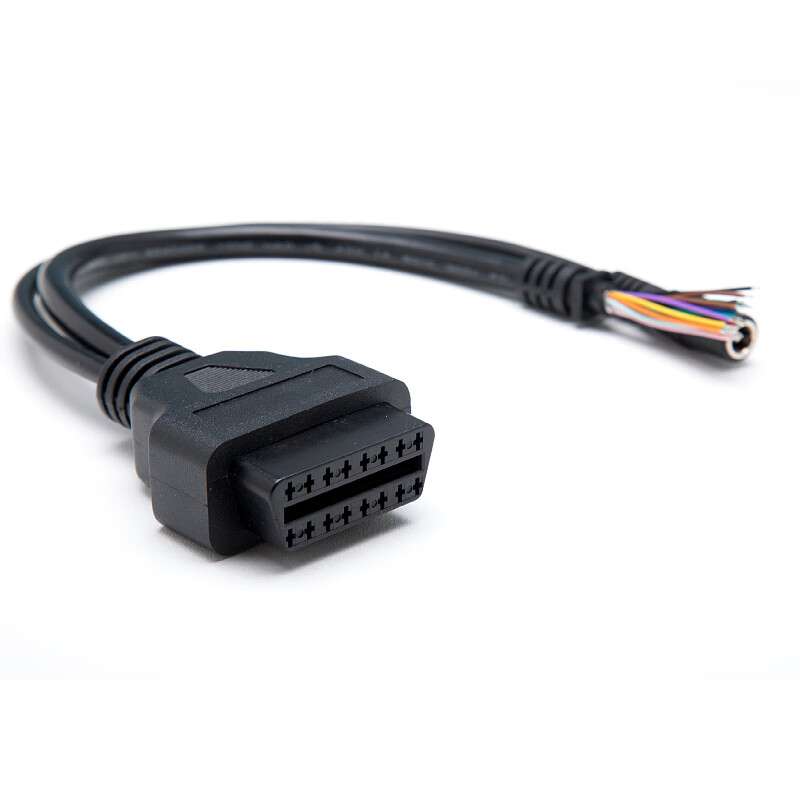 Car OBD line plug universal female DC detection interface 16-pin extension cable conversion connector 0.3 meter female open line with DC