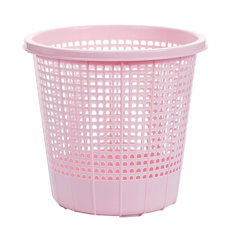 Camellia trash can household large and medium size waste paper basket dormitory trash basket living room bathroom toilet trash can large pink 1 piece without cover 8L