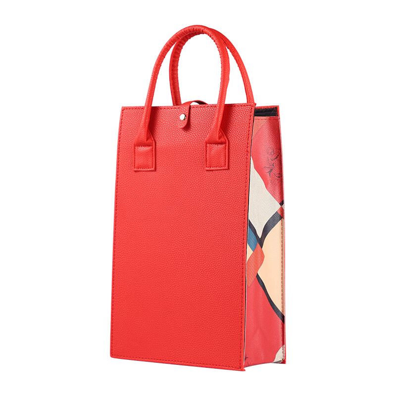 He Jiagong red wine packaging gift box double-pack universal wine empty box leather box multi-functional portable gift bag double 76 red (double pack)