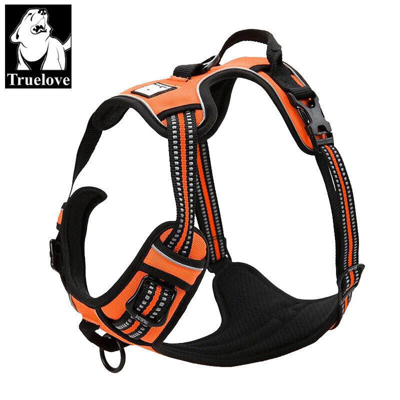 TRUELOVE explosion-proof pet harness for small, medium and large dogs, dog leash, dog harness, dog vest style harness TLH5651 Orange (excluding traction rope) S bust 43-56CM recommended 4-7KG