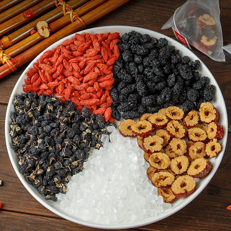 Huasetang wolfberry mulberry kidney-tonifying tea black wolfberry red dates black and red dried combination flower and fruit tea stay up late tea men's health flower tea gas tired stay up late overdraft same style for men and women black and red wolfberry mulberry tea 20 packs free 20 packs total 40 small packs stay up late recovery