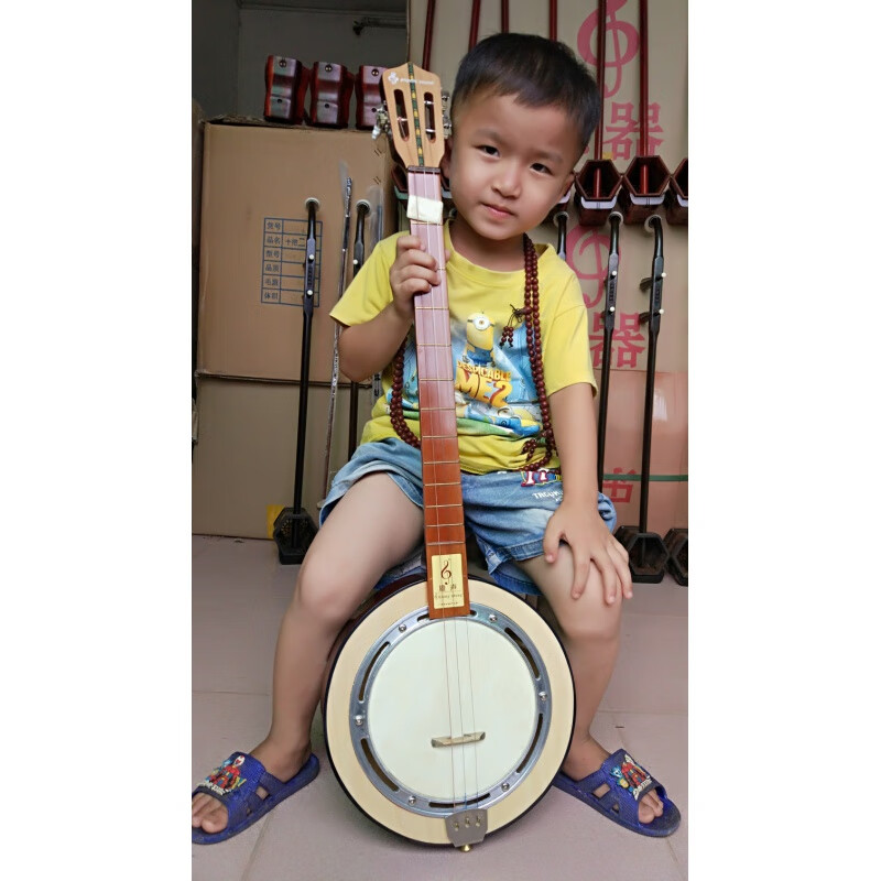Geyue mahogany garden-shaped Qinqin three-string sheepskin plucked instrument for the elderly with accessories garden-shaped