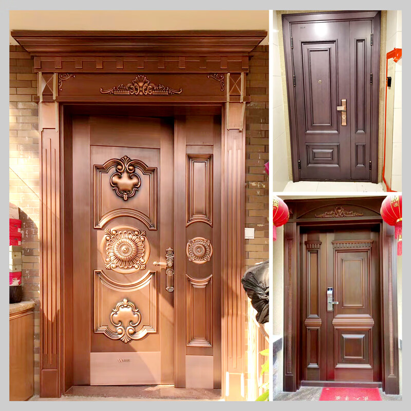 Copper door villa door entrance door double door high-end luxury anti-theft door pure copper household double door customization factory measurement deposit please contact customer service for details