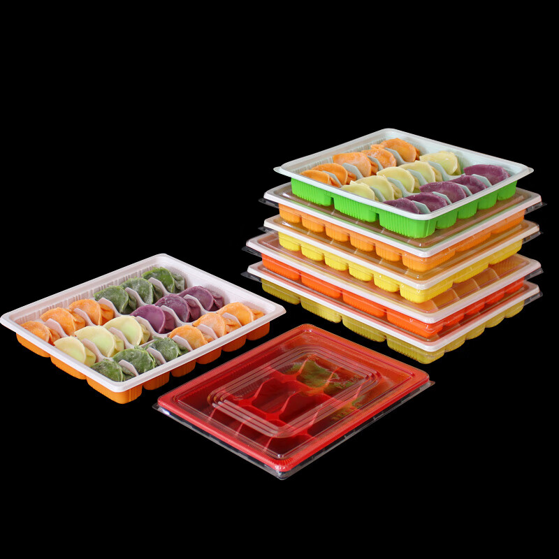 Zi Jiafu disposable dumpling box, quick-frozen storage box, raw and cooked dumpling packaging box, take-out box, transparent 15 grids, 10 sets