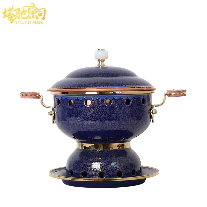 Touchmiss (touchmiss) cloisonné single small hot pot household one person one pot copper alcohol hot pot club hotel special copper hot pot red bottom-royal belt 16.5cm