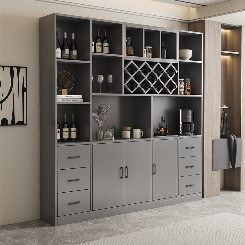 Hongsen set wine cabinet living room sideboard integrated wall cabinet simple modern display cabinet high cabinet bar cabinet can be customized gray + white door - length 120 width 30 height 200