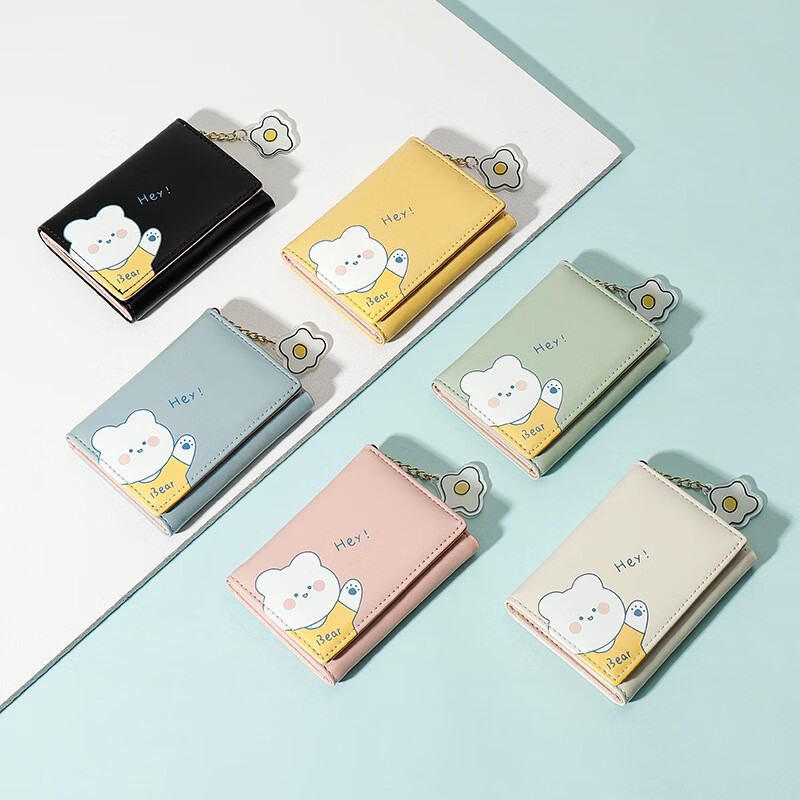 BEMINGWAY2025 short wallet female cute children girls students ins thin girl wallet girly heart Korea pink Y8608