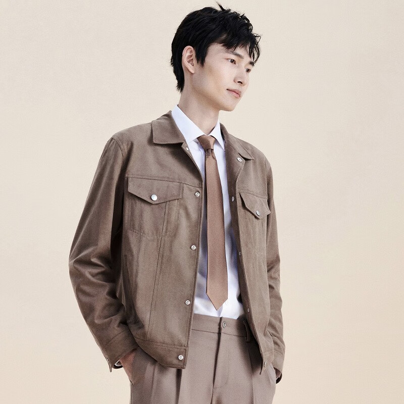 Angel Bird Jacket Men's Preferred Autumn New Fashion Casual Lapel Solid Color Trendy Jacket Beeswax Yellow XL -50(180/100)