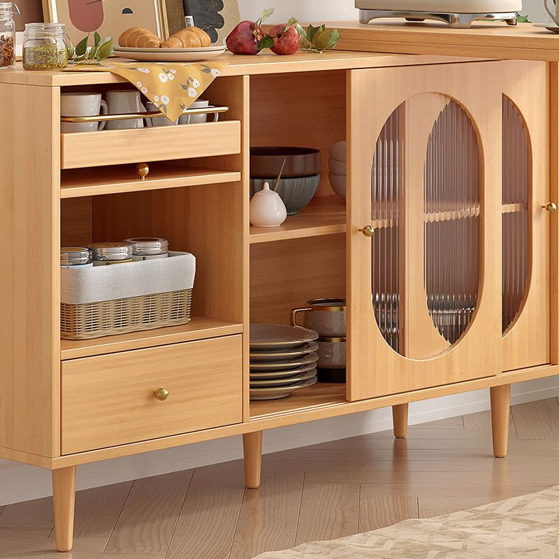 Ruffman solid wood folding dining table and sideboard integrated Japanese-style small apartment wall-mounted multi-functional storage extendable dining table and sideboard integrated folding dining table