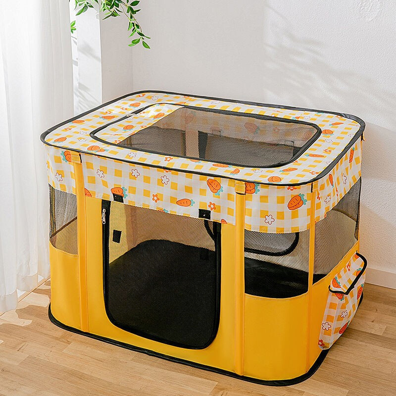 Chongdeduo Cat Maternity Room Closed Cat Nest Isolation Fence Dog Maternity Bed Cat Pregnancy Breeding Nest Birth Box Foldable Yellow Large (90*70*60cm)