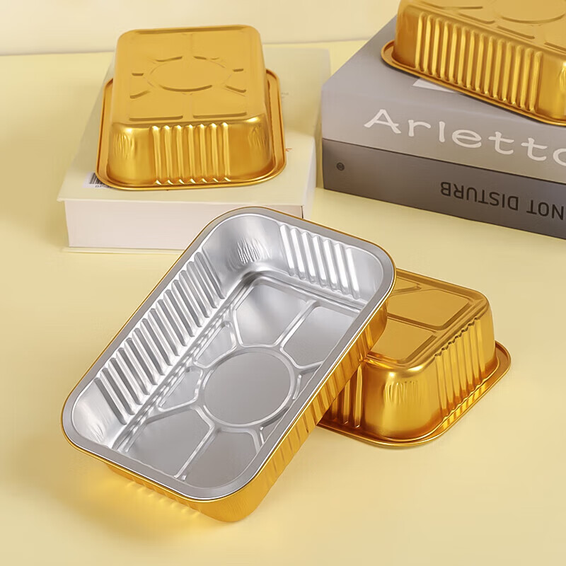 Faxilong thickened tin foil box 930ml*10 pieces with lid disposable lunch box outdoor baking oven aluminum foil packaging box