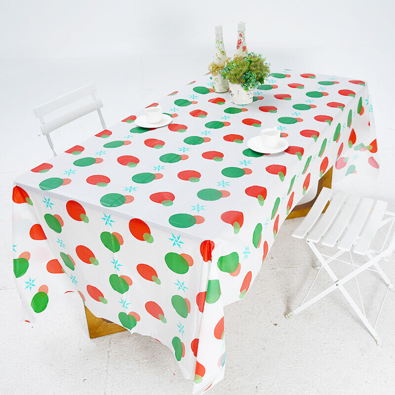 Monkey Dafu disposable tablecloth plastic PEVA printed birthday party Christmas tablecloth thickened plastic rectangular Christmas white snowflake tablecloth