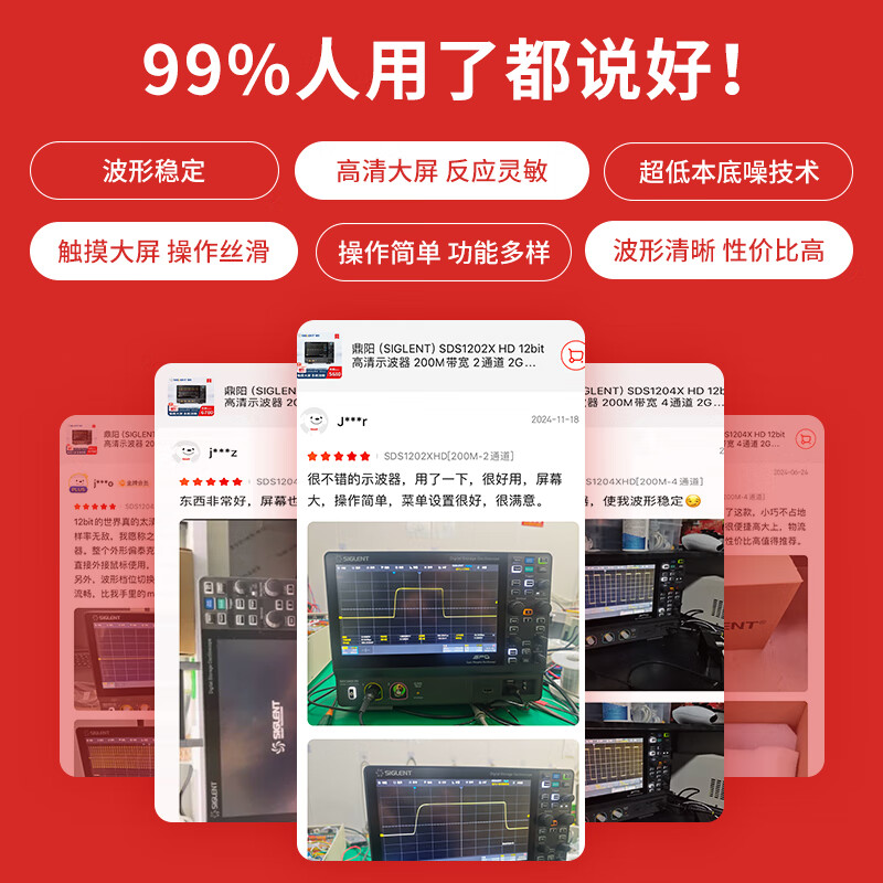 SIGLENT SDS1000X HD 12bit high-definition oscilloscope 70M/100M/200M bandwidth 2/4 channels 2G sampling SDS1204XHD 200M-4 channels SDS1000X HD