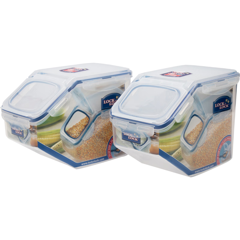 LOCK&LOCK kitchen plastic grain storage rice box, grain moisture-proof and insect-proof fresh-keeping storage container set of two (5L*2)
