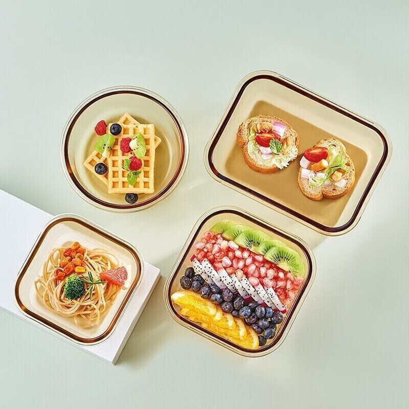 Corning tableware 980ml divided heat-resistant glass lunch box glass bowl crisper box box can be put into the microwave oven 980ml divided crisper box