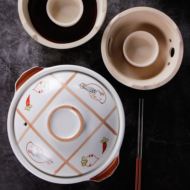 NUOLIKES ceramic alcohol stove casserole household high temperature resistant soup pot clay pot rice stew stew meat shallow pot dry-fired ceramic pot shallow pot + three-legged alcohol stove 10 inches