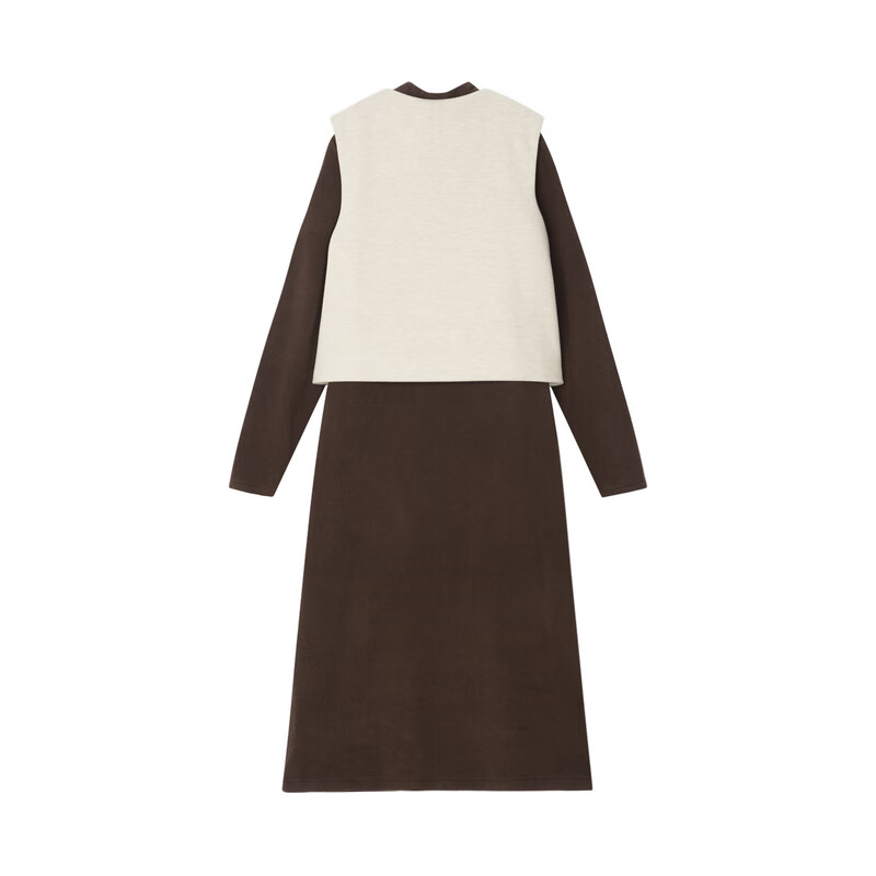 Fragment (dribs&drabs) fragment suit for women 2024 winter new style new national style buckle v-neck vest half turtleneck knitted skirt complete set coffee white 160/84A/M