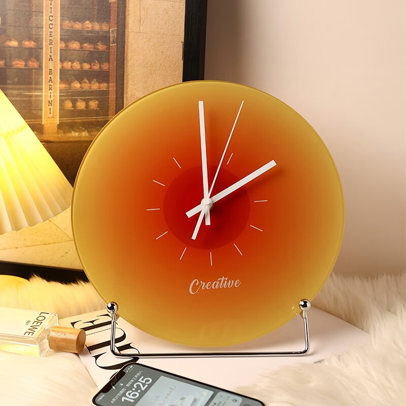 BHM ins style sunset clock table clock living room desktop simple bedside creative clock sunset clock