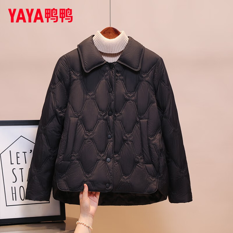 YAYA (YAYA) lightweight down jacket for women short style autumn and winter new style versatile fashionable casual small and fragrant rib jacket light beige M