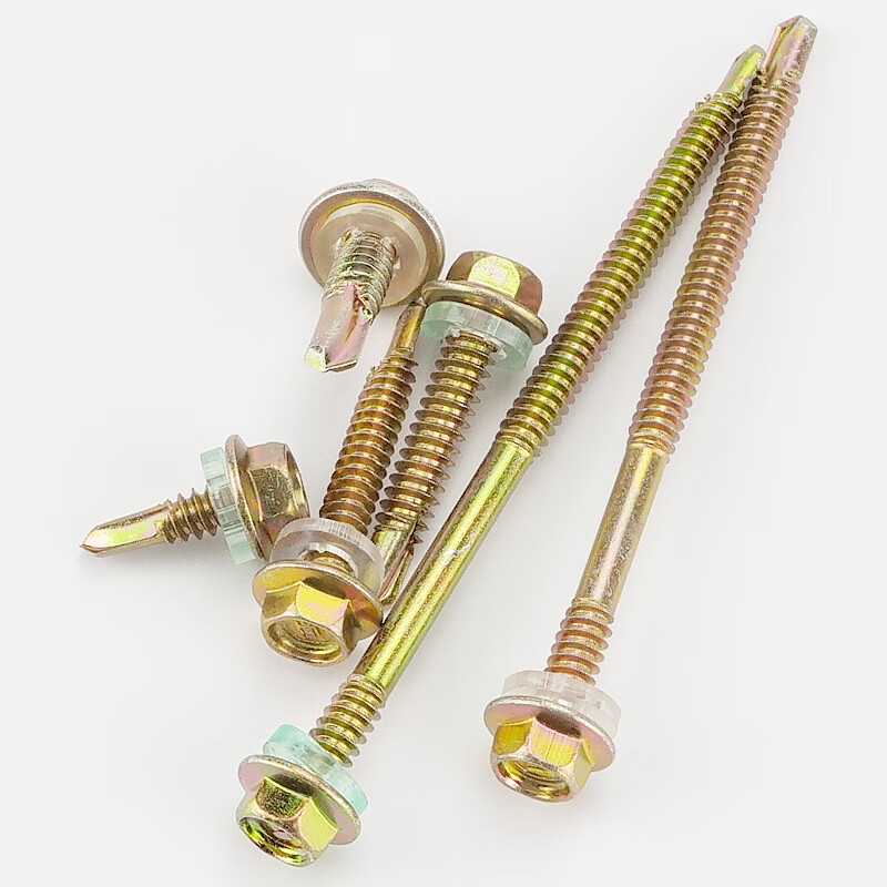 Hasdick Beijing warehouse delivery HK-12 color zinc external hexagonal self-tapping self-drilling screws drill tail dovetail screws wood screws and tile nails M4.8*30 (100 pcs/pack)