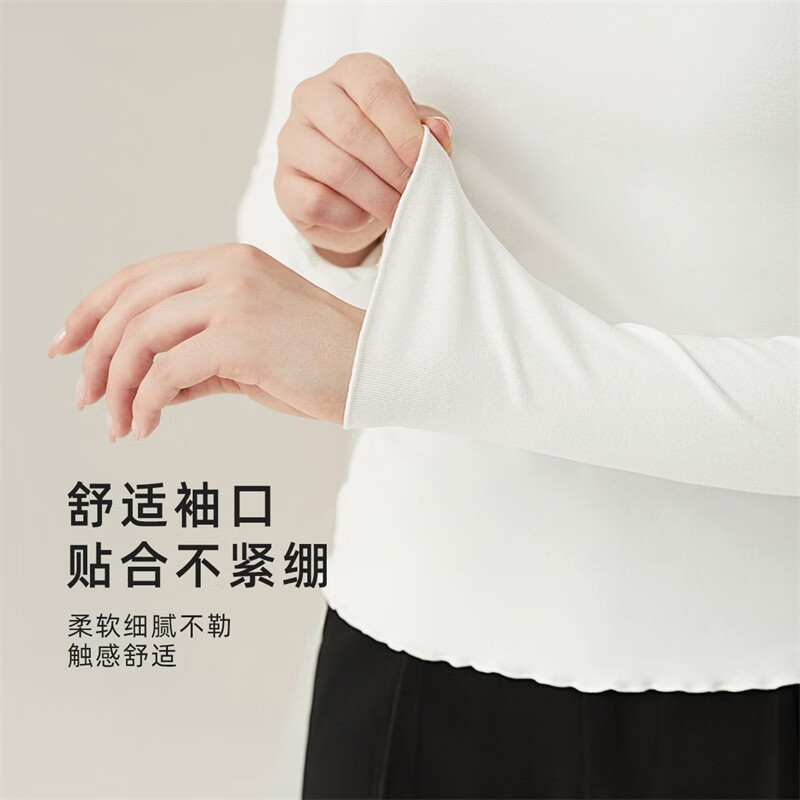 ALDOLA Half Turtle Collar Bottoming Shirt Women's Velvet Thickened Long Sleeve Slim Fit Autumn and Winter Warm Inner Basic Top White 2XL