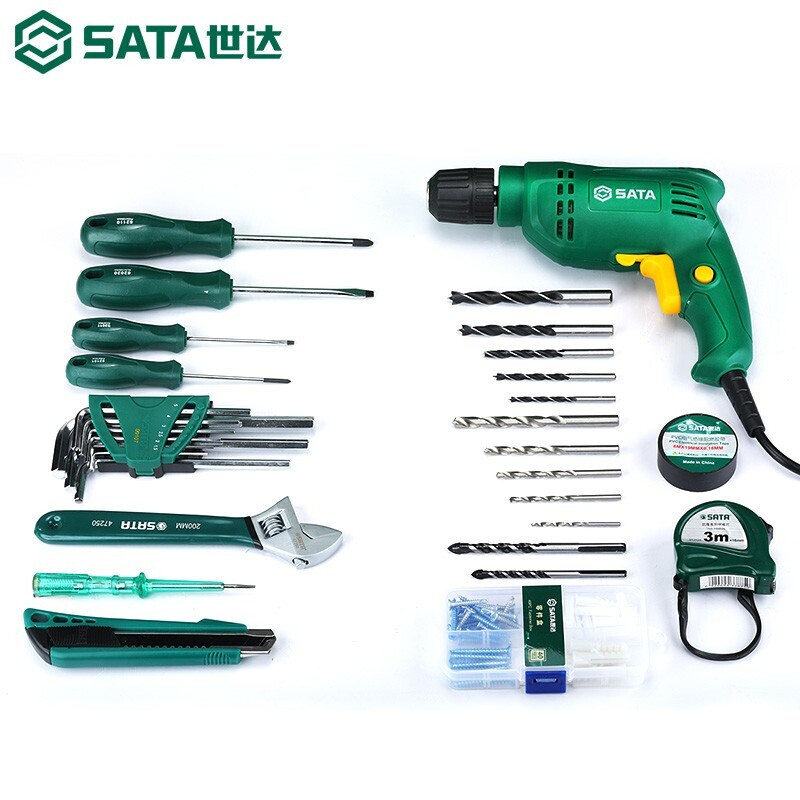 SATA tool set 35 pieces construction home improvement hand drill electric screwdriver tool box set 05158 05158