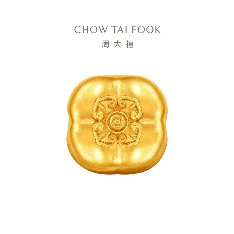 Chow Tai Fook inheritance gift persimmon, everything goes well, pure gold, ancient method, gold ornaments, about 10g, price IF2152 gold Au999, about 10.02g