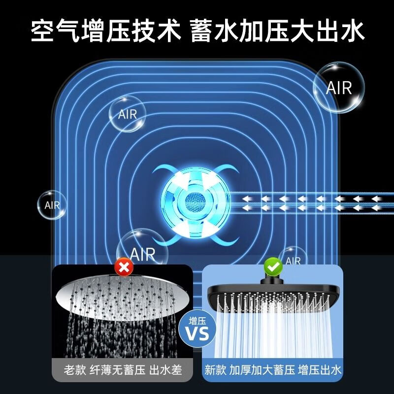 Jomoo's new pressurized shower head spray large shower bathroom single head shower household shower head bath set 11-inch square elegant silver supercharged large water outlet