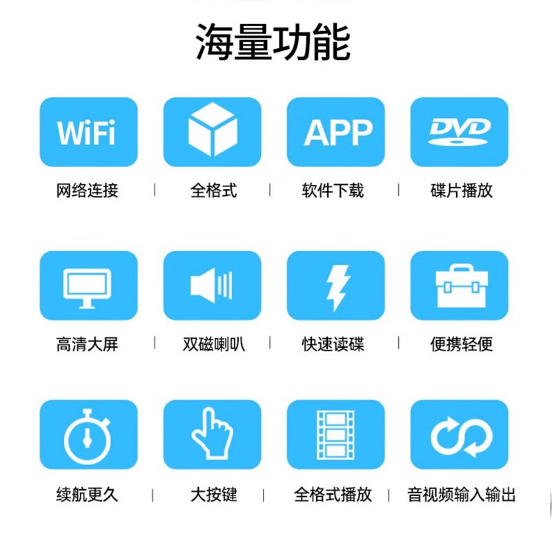 Xianke HD Portable EVD Multi-Function DVD Video Player Large Screen Outdoor DVD Player 22# Champagne Gold Learning Network WiFi Version Standard + 64G U Disk