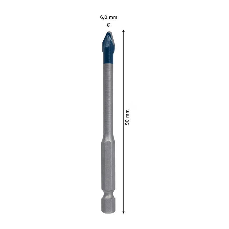 Bosch (BOSCH) small blue arrow hard ceramic tile hexagonal handle drill bit marble floor tile vitrified tile ceramic tile hole opener 6X90 (6mm)