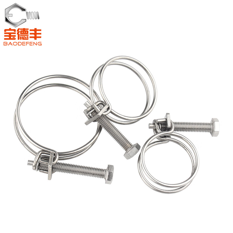 Baodefeng 304 stainless steel double steel wire hose hoop steel wire hoop clamp pipe clamp/pipe clamp water pipe gas pipe clamp hoop 304 material 25X2mm 2 pieces